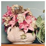 Lovely Home Decor with Faux Flowers and Greens