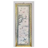 Vintage Asian Wall Art Framed Patina with Soft Colors with Birds and Trees