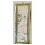 Vintage Asian Wall Art Framed Patina with Soft Colors with Birds and Trees