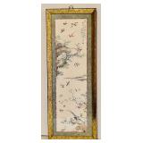 Vintage Asian Wall Art Framed Patina with Soft Colors with Birds and Trees