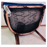 Vintage Hollywood Regency Cane Chair with Blue Velvet Upholstery