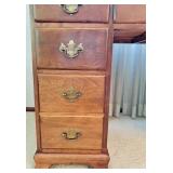 Vintage Wooden 7 Drawer Desk with Glass Top