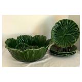 Vintage Cemar Serving Bowl and Four Plates