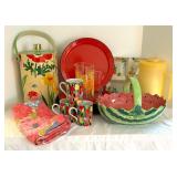 Vintage Floral Ice Bucket, Enamel Plates, Watermelon Bowl, Pitchers, Mugs and More!