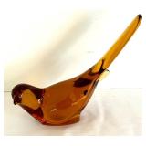 Vintage Fenton Amber Glass Bird Figurine