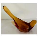 Vintage Fenton Amber Glass Bird Figurine