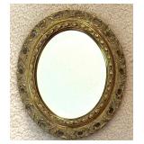 Gold Colored Framed Vintage Oval Mirror