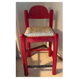 Radiant Red Caned Seat Barstool