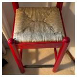 Radiant Red Caned Seat Barstool