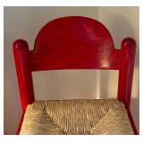 Radiant Red Caned Seat Barstool