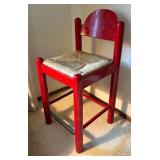 Radiant Red Caned Seat Barstool