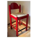 Radiant Red Caned Seat Barstool