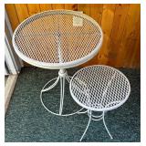 Two White Metal Patio Tables