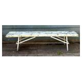 Two White Painted Wooden Benches