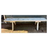 Two White Painted Wooden Benches