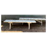 Two White Painted Wooden Benches