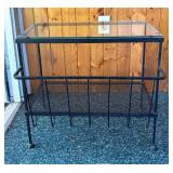 Rectangular Glass Top Table with Literature Rack