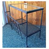 Rectangular Glass Top Table with Literature Rack