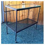 Rectangular Glass Top Table with Literature Rack