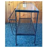 Rectangular Glass Top Table with Literature Rack