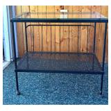 Rectangular Glass Top Table with Literature Rack