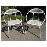Two White Metal Folding Chairs