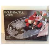 New Home Beautiful Rose Pearls Serving Platter and Chip & Dip Set