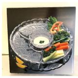 New Home Beautiful Rose Pearls Serving Platter and Chip & Dip Set