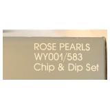 New Home Beautiful Rose Pearls Serving Platter and Chip & Dip Set