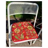 FourVintage White Metal Patio Chairs with Seat Cushions