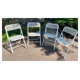 FourVintage White Metal Patio Chairs with Seat Cushions