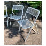 FourVintage White Metal Patio Chairs with Seat Cushions