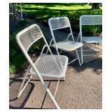 FourVintage White Metal Patio Chairs with Seat Cushions