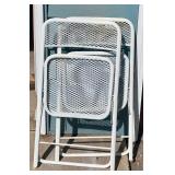 FourVintage White Metal Patio Chairs with Seat Cushions
