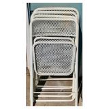 FourVintage White Metal Patio Chairs with Seat Cushions