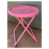 Vintage Hot Pink Metal Folding Side Table