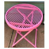 Vintage Hot Pink Metal Folding Side Table
