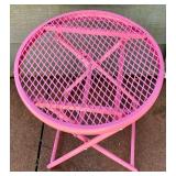 Vintage Hot Pink Metal Folding Side Table