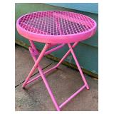 Vintage Hot Pink Metal Folding Side Table