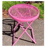 Vintage Hot Pink Metal Folding Side Table