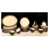 Vintage Green and Gold Plates, Cups and Saucers