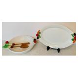 Vintage Vegetable Motif Serving Dishes
