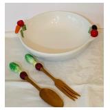 Vintage Vegetable Motif Serving Dishes