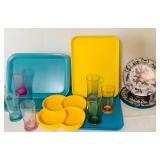 Vintage Plates, Plastic Cups and Trays