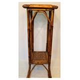 Beautiful Vintage Bamboo Rattan Tall Side Key Table