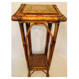 Beautiful Vintage Bamboo Rattan Tall Side Key Table