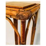 Beautiful Vintage Bamboo Rattan Tall Side Key Table