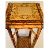 Beautiful Vintage Bamboo Rattan Tall Side Key Table