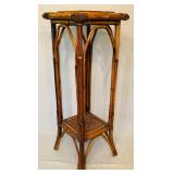 Beautiful Vintage Bamboo Rattan Tall Side Key Table