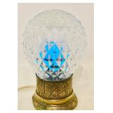 Vintage MCM I.W. Rice & Co Portable Lamp Etched Glass Globe Boudoir Light